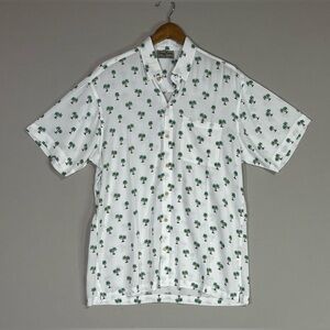 Kenny Flowers Palm Tree Island Shirt XL White Luxury Resort Aloha